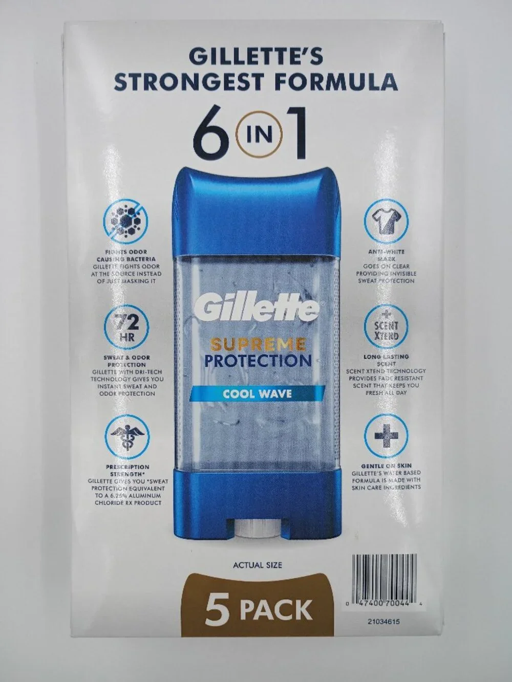5-Pack Gillette Supreme Protection Antiperspirant Clear Gel Cool Wave 3.8 oz